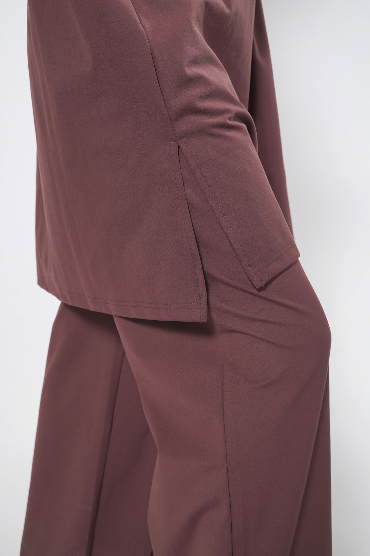 Aafiya Studio Essential Layered Tee in Bordeaux Ember (burgundy) – view 7
