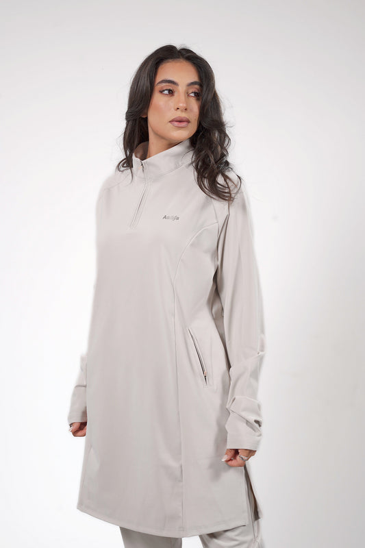 Aafiya Studio Essential Line Tunic in Desert Mist (stone) – view 2