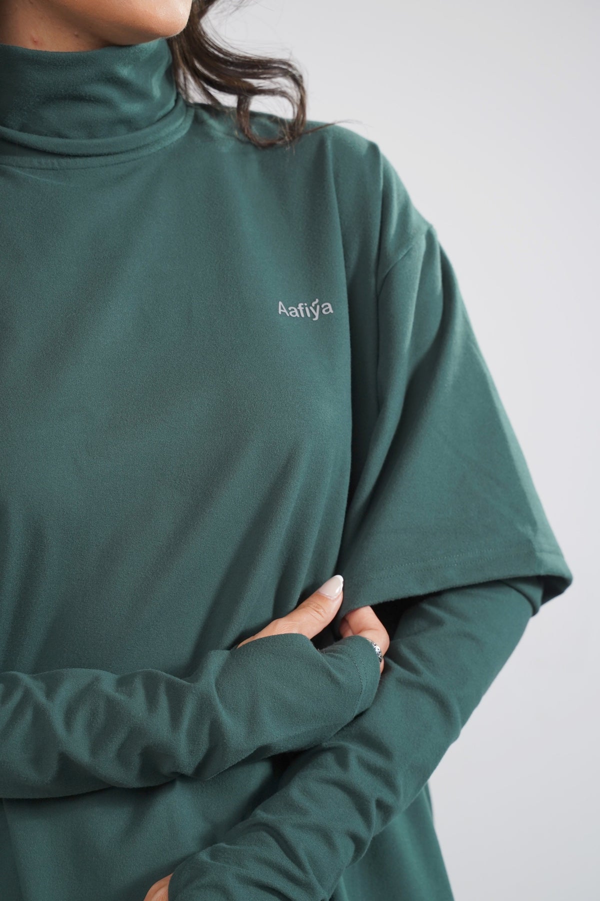 Aafiya Studio Essential Layered Tee in Deep Lagoon (dark teal) – view 5