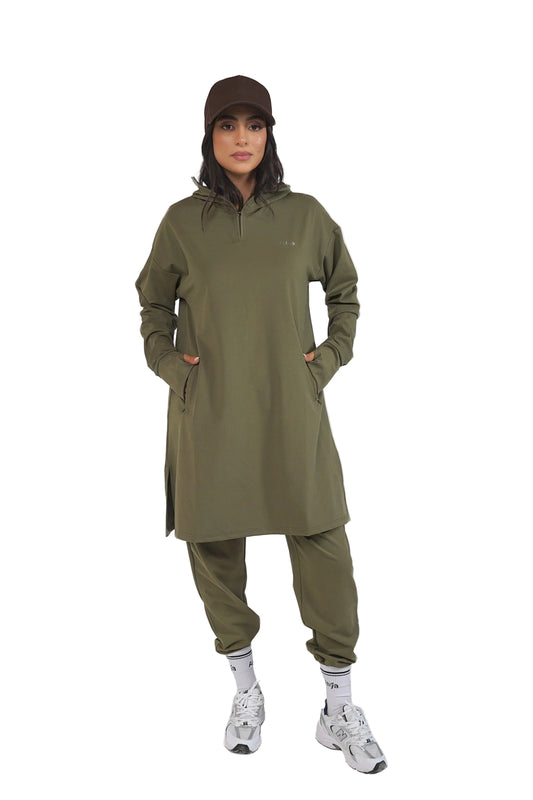 Aafiya Studio Essential Flow Tunic in Olive Clay
