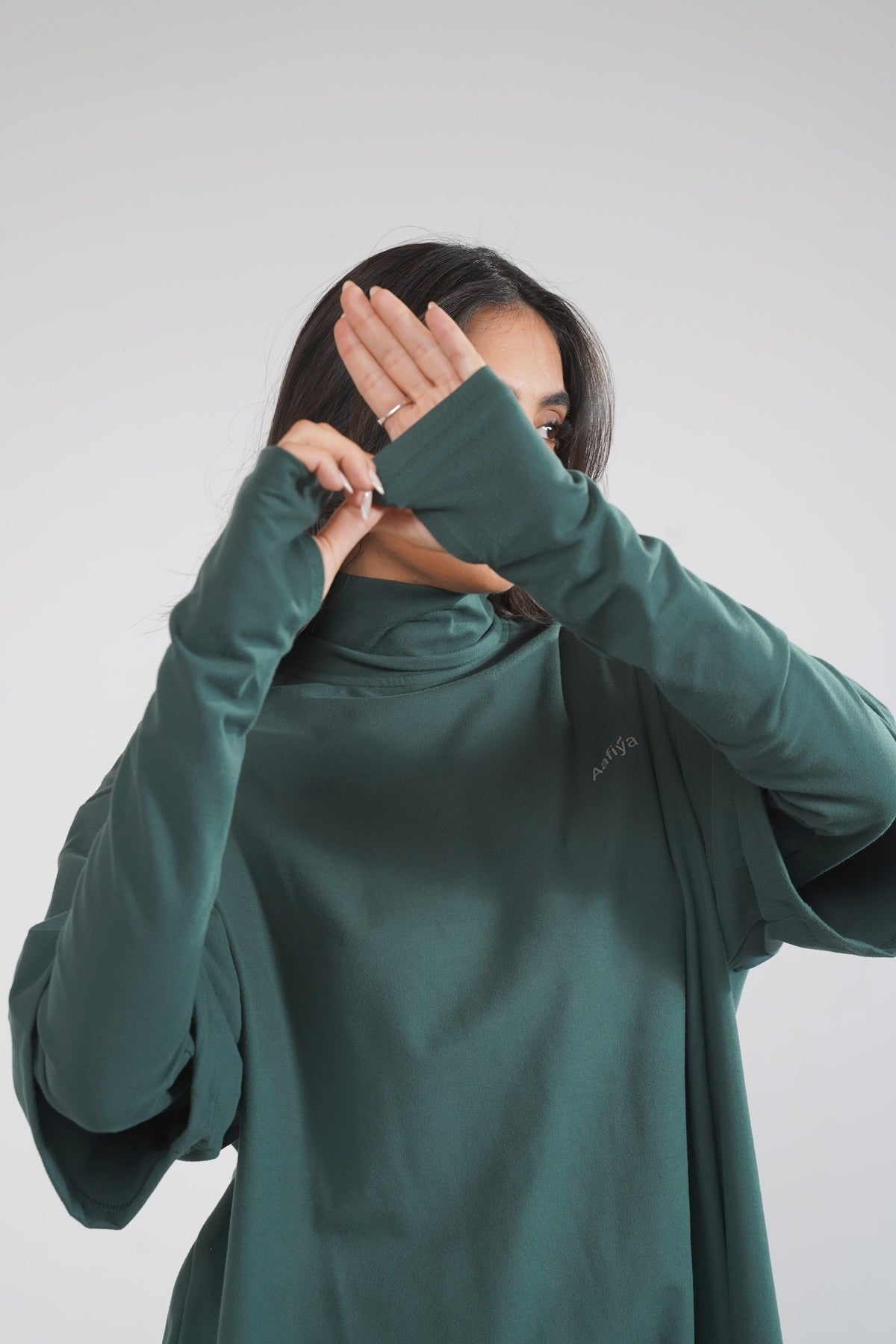 Aafiya Studio Essential Layered Tee in Deep Lagoon (dark teal) – view 4