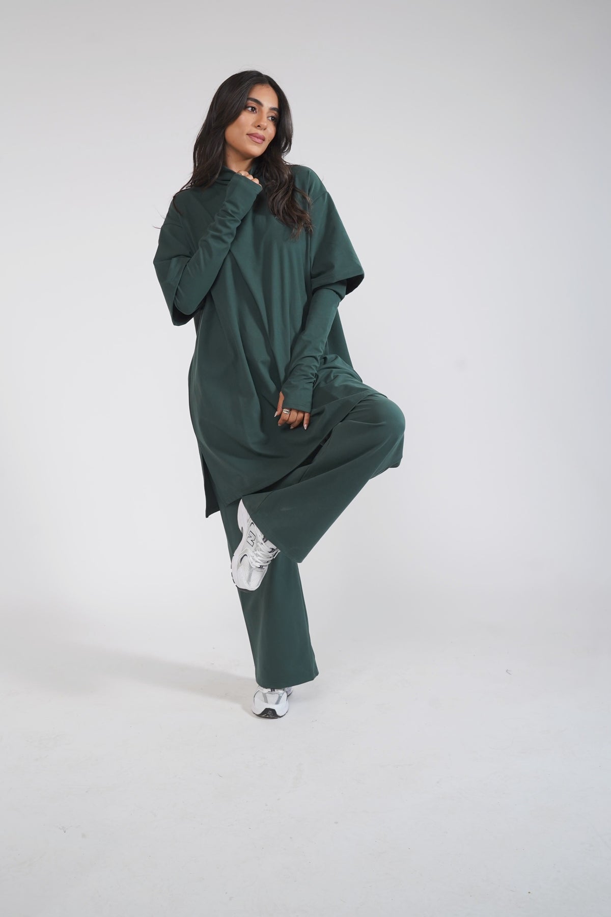 Aafiya Studio Essential Layered Tee in Deep Lagoon (dark teal) – view 3