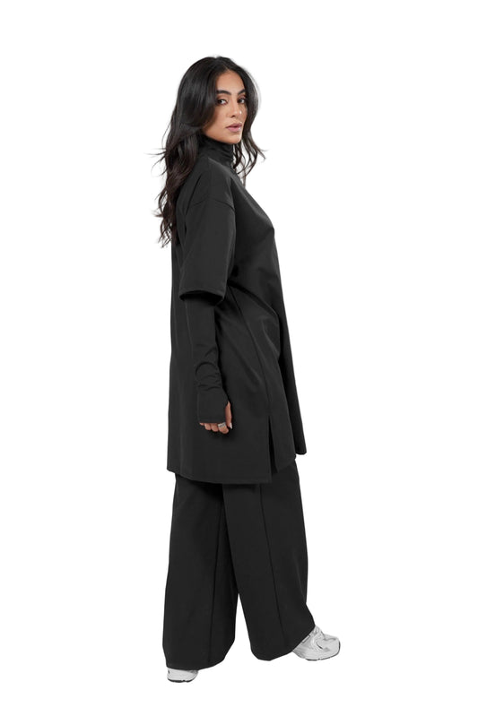 Aafiya Studio Essential Layered Tee in Midnight Veil (black) – view 2