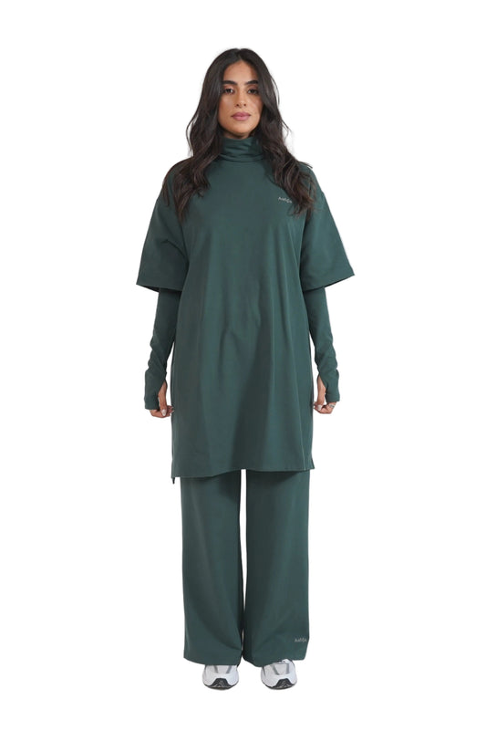 Aafiya Studio Essential Layered Tee in Deep Lagoon (dark teal)