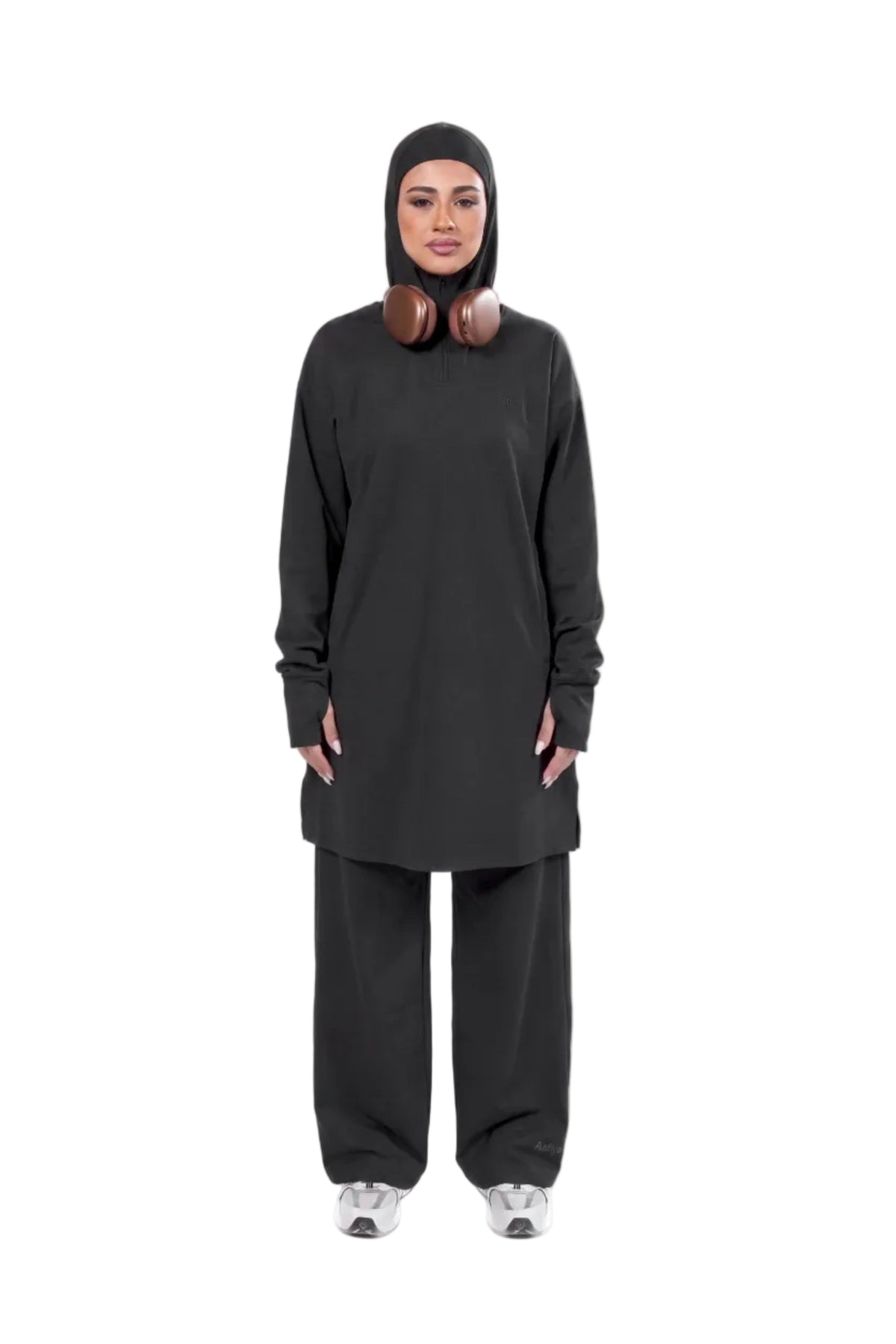 Aafiya Studio Essential Flow Tunic in Midnight Veil (black)
