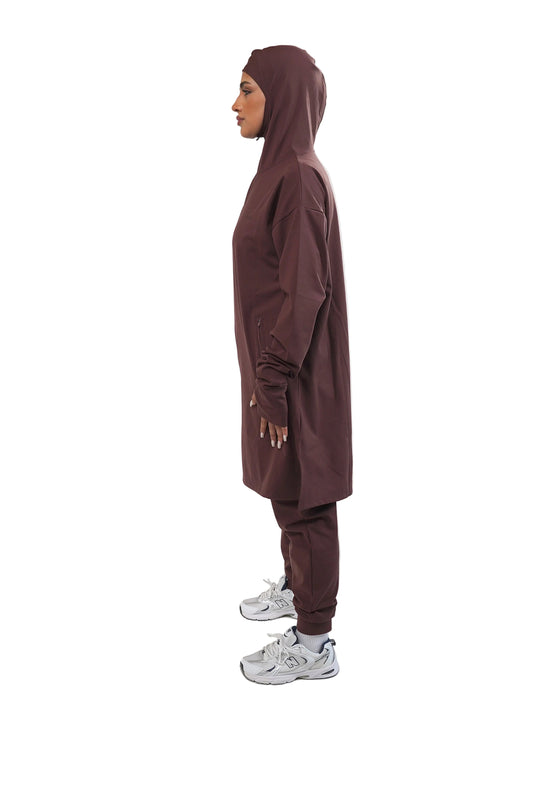 Aafiya Studio Essential Flow Tunic in Bordeaux Ember (burgundy) – view 2