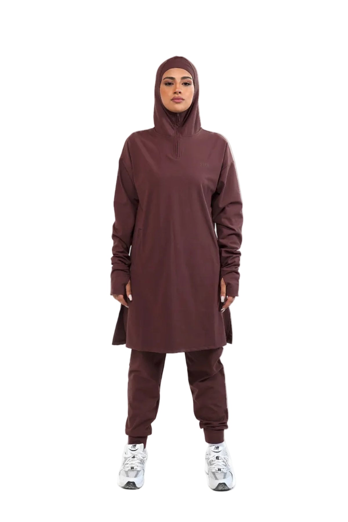 Aafiya Studio Essential Flow Tunic in Bordeaux Ember (burgundy)