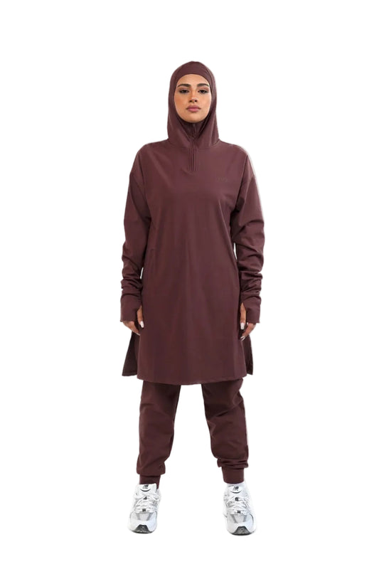 Aafiya Studio Essential Flow Tunic in Bordeaux Ember (burgundy)