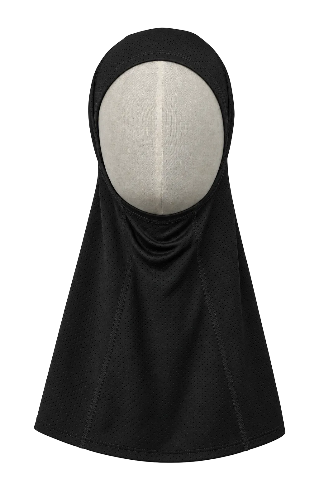 Aafiya Studio Core 01 Sport Hijab in black, front view on model