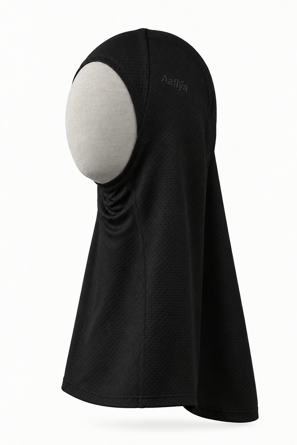 Aafiya Studio Core 01 Sport Hijab in black, back view on model