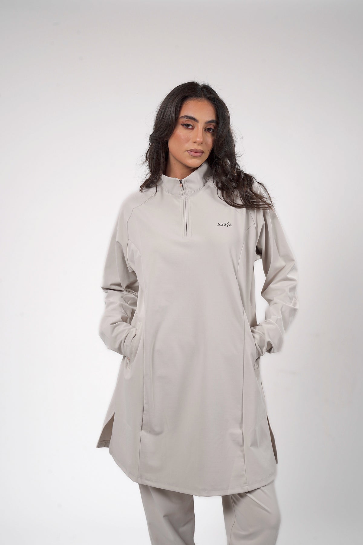 Aafiya Studio Essential Line Tunic in Desert Mist (stone) – view 4