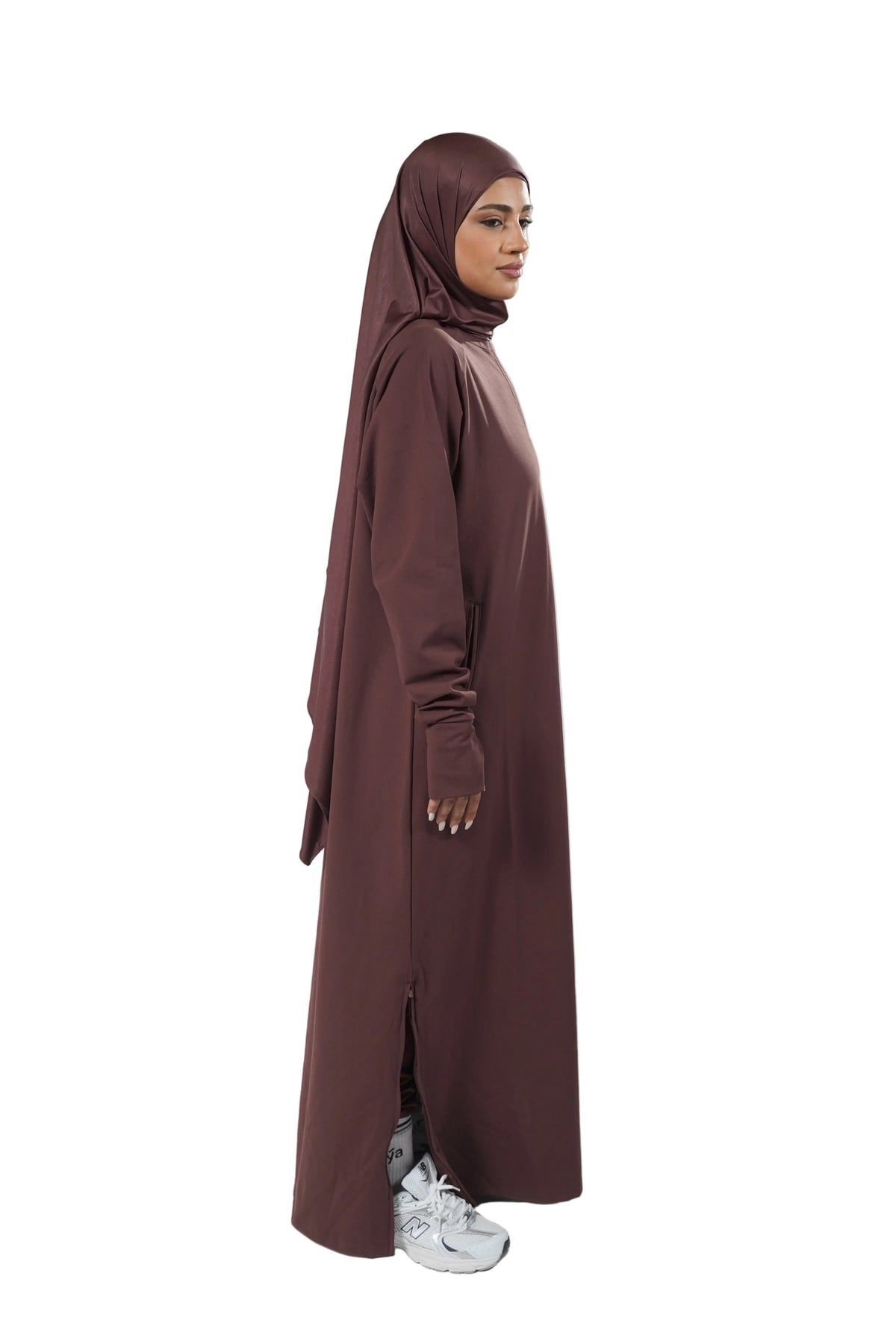 Aafiya Studio Essential Sport Abaya in Bordeaux Ember (burgundy) – view 2