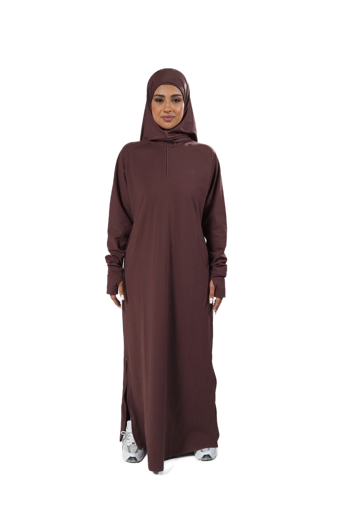 Aafiya Studio Essential Sport Abaya in Bordeaux Ember (burgundy)