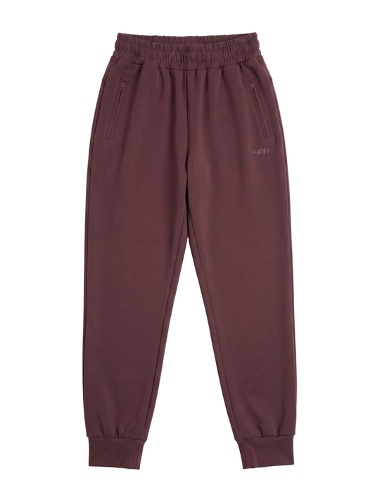 Aafiya Studio Essential Flow Pants in Bordeaux Ember (burgundy)
