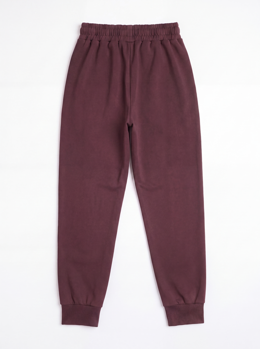 Aafiya Studio Essential Flow Pants in Bordeaux Ember (burgundy) – view 2