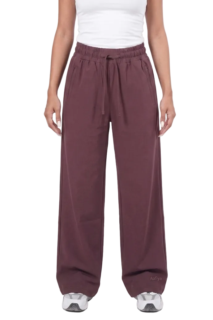 Essential Wide Pants (Burgundy) | بنطلون رياضي واسع